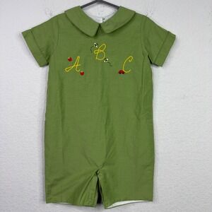 Lullaby Set Romper Unisex 3T Green ABC Embroidered Classic Preppy Whimsical